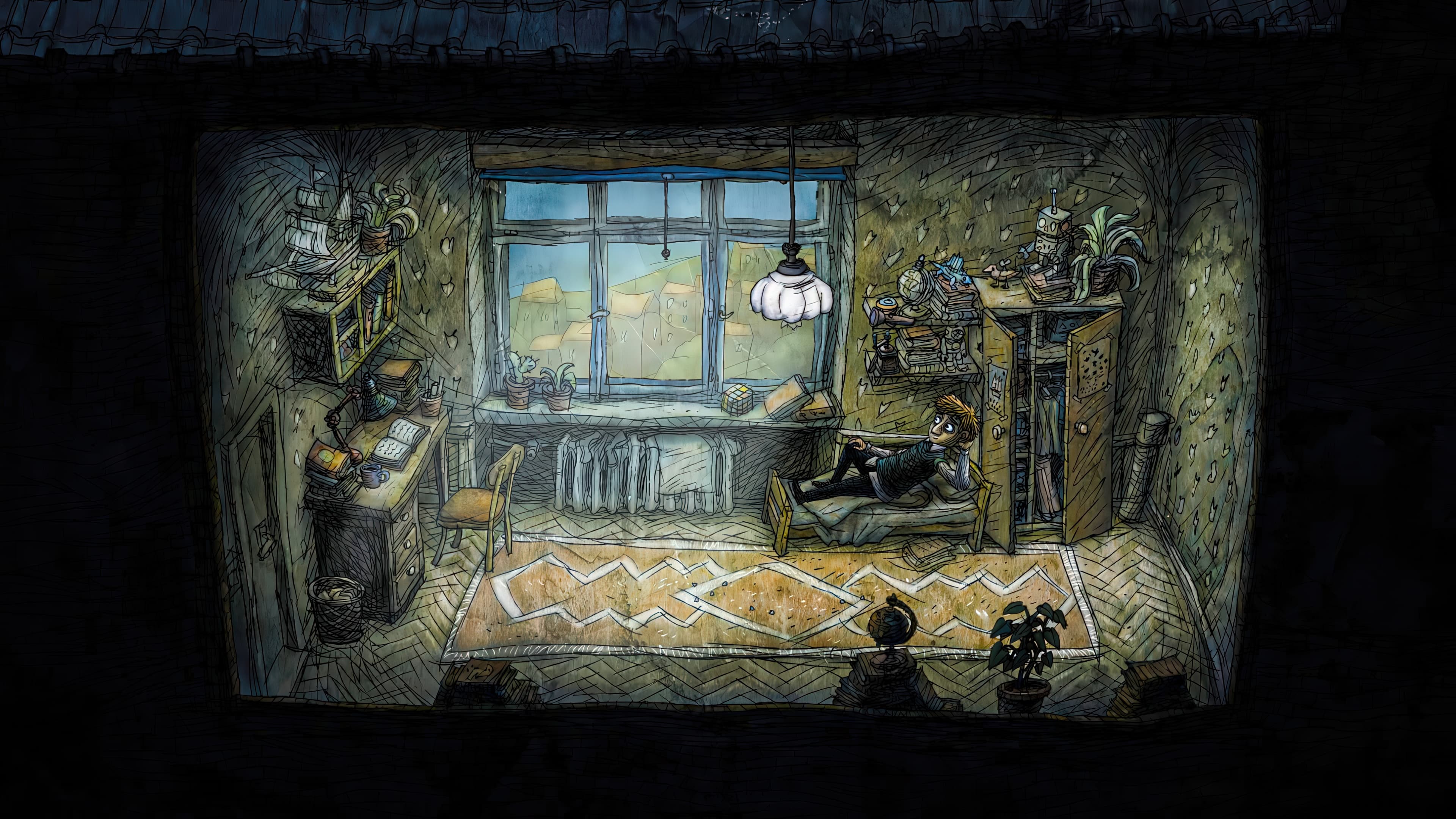 Chilling at home, after conquering the cave