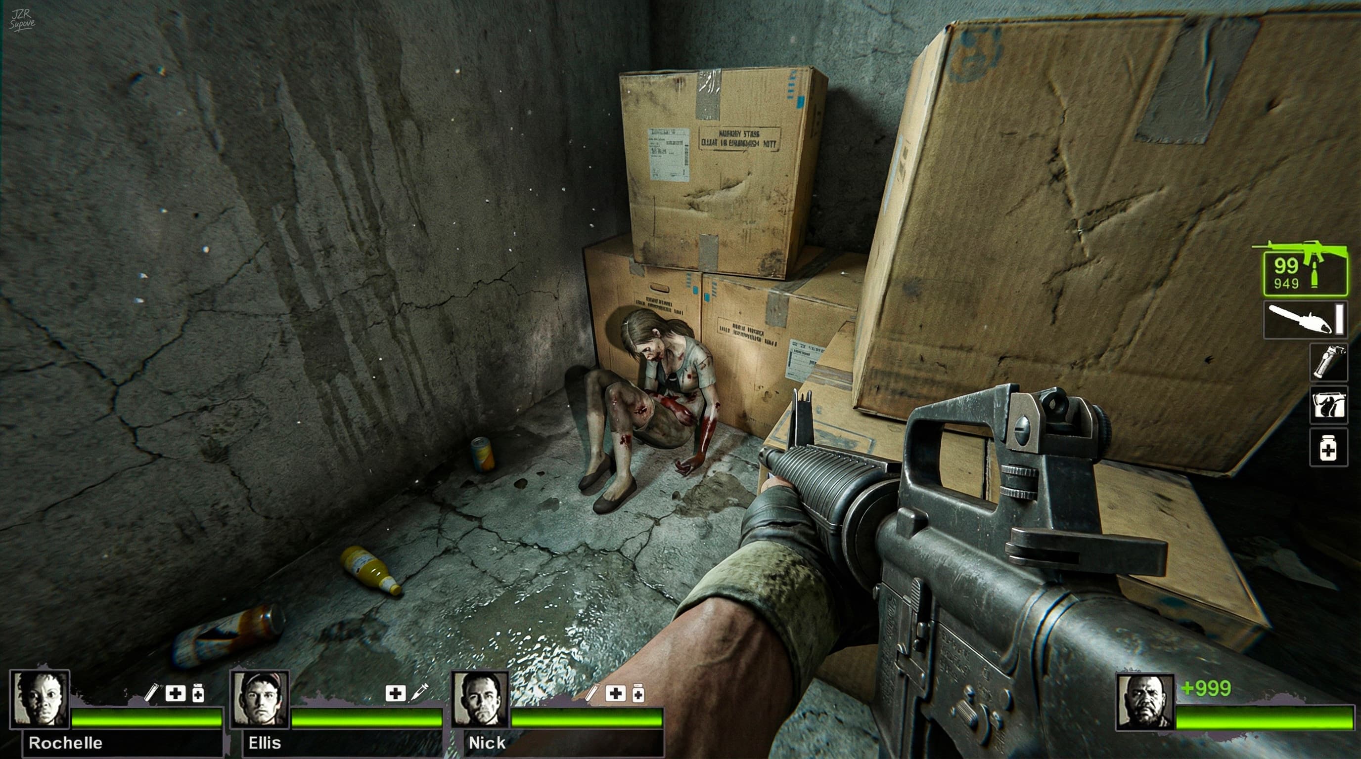 Trapped in a dead end, staring at what used to be human