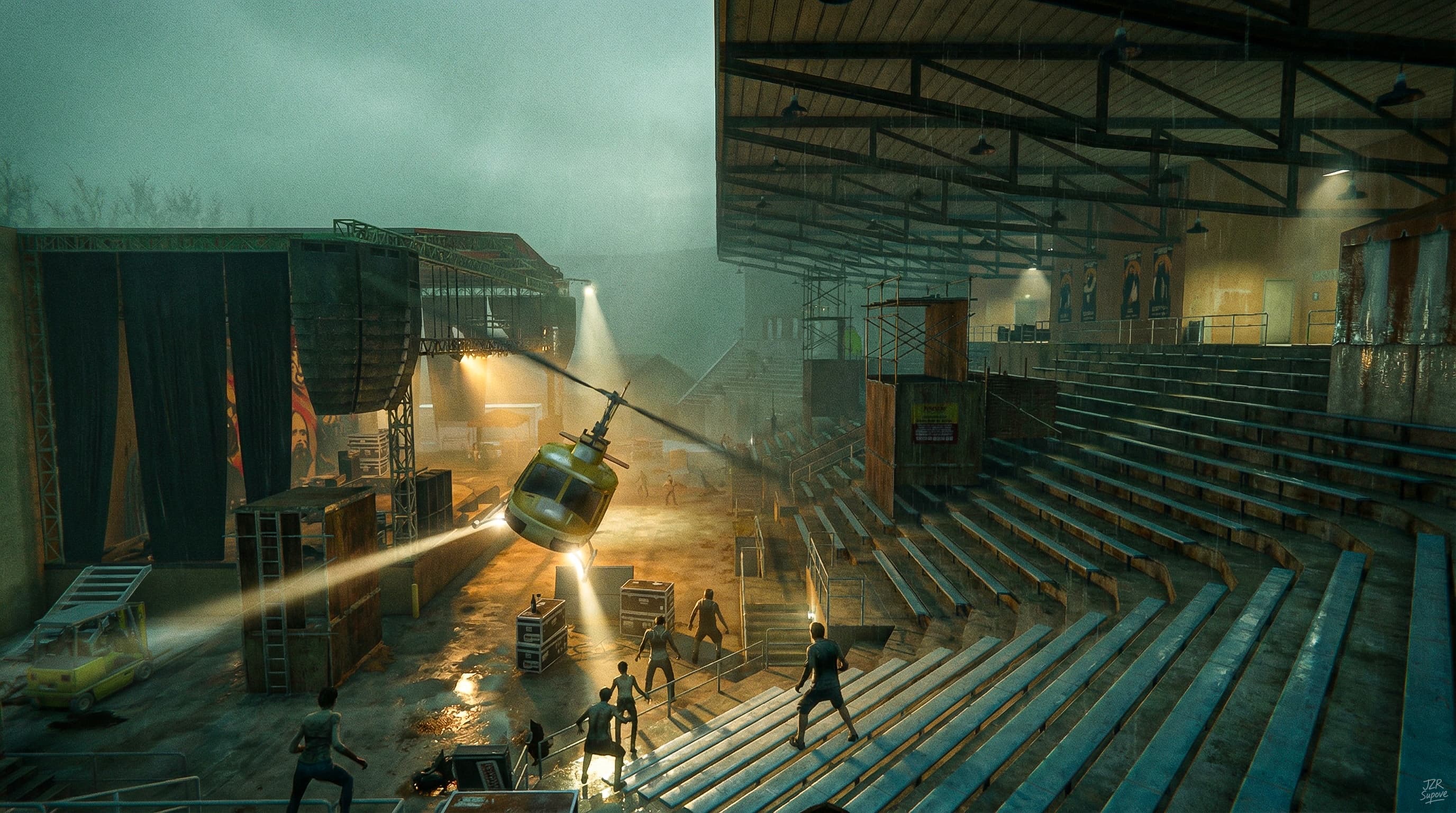 Flying off the concert hall